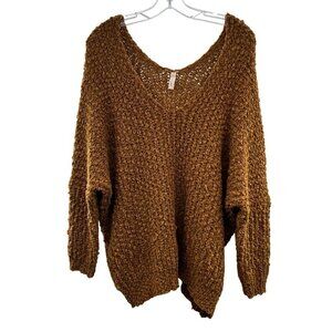 Wishlist Women's Chunk Knit V-Neck Sweater Rust Size S/M